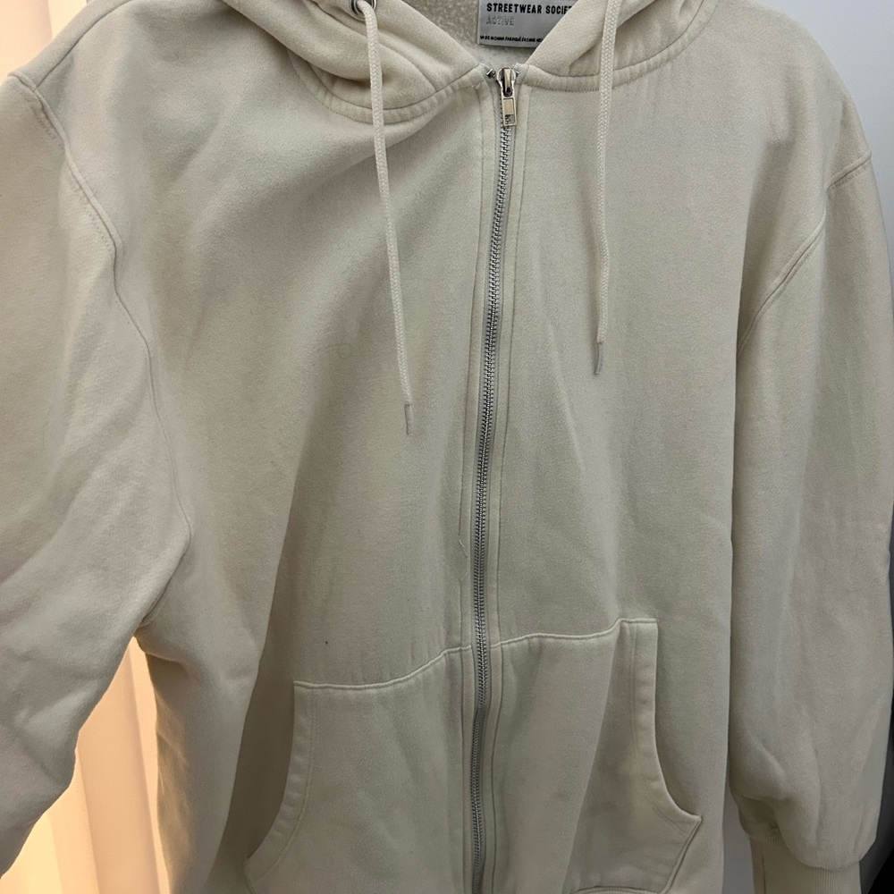 Cream Zip-Up Hoodie